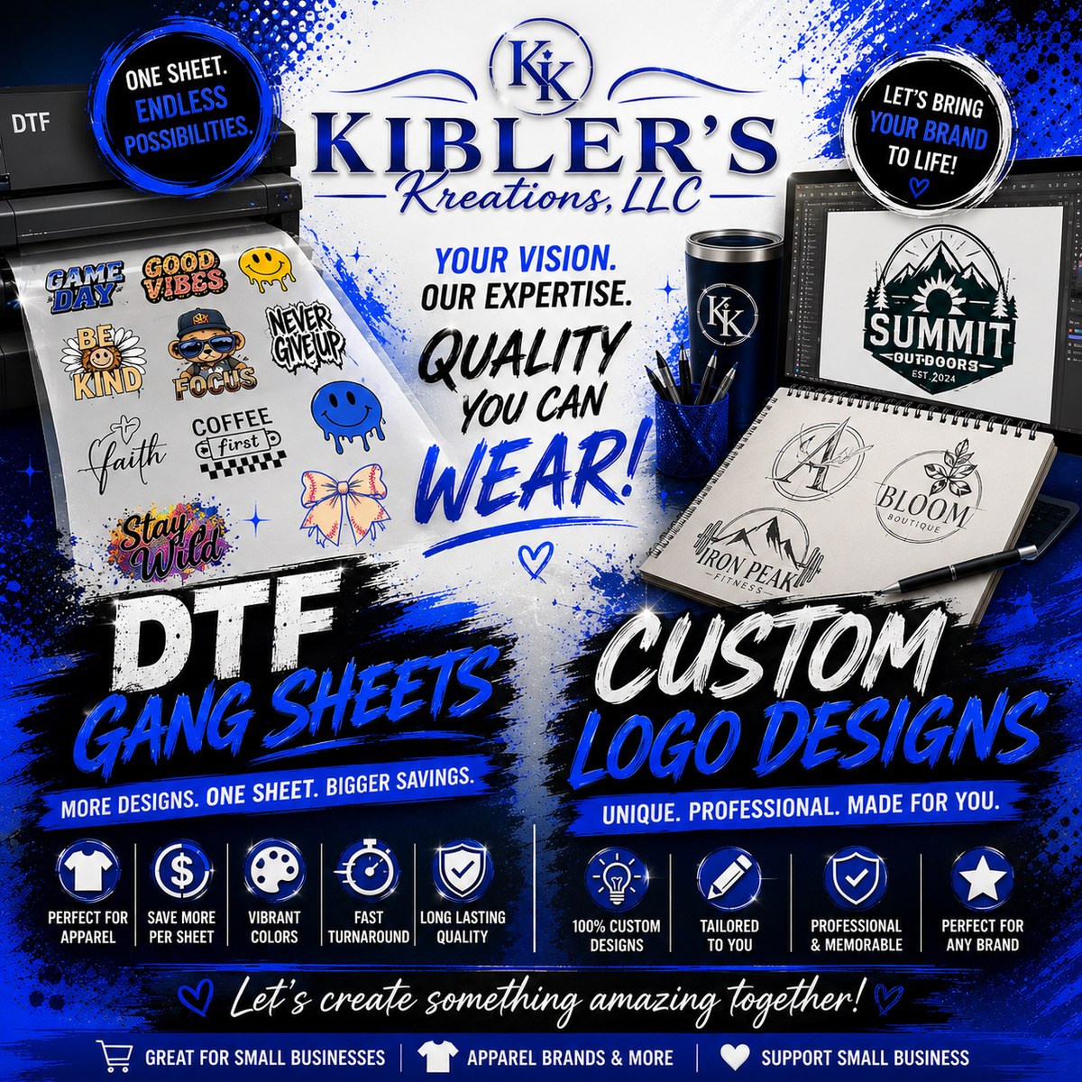 DTF Gang Sheets and Custom Logo Designs - Kibler's Kreations