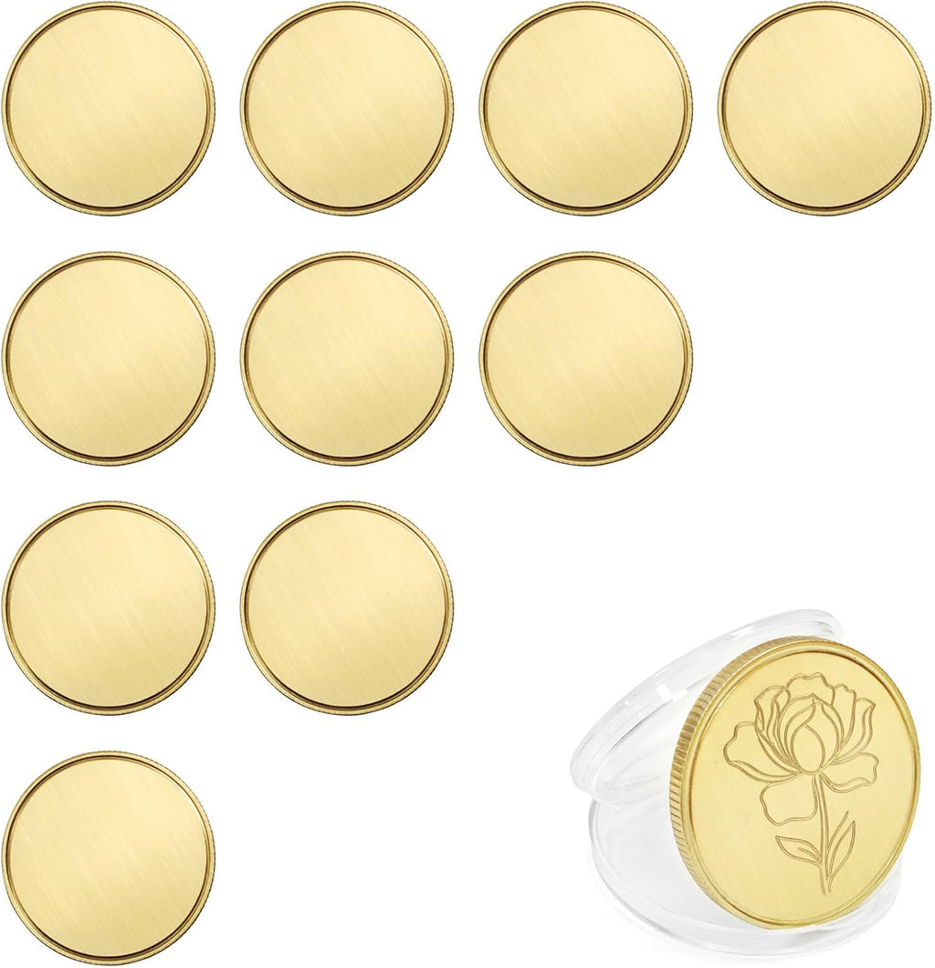 Custom Laser Engraved Gold Challenge Coin with Acrylic Case