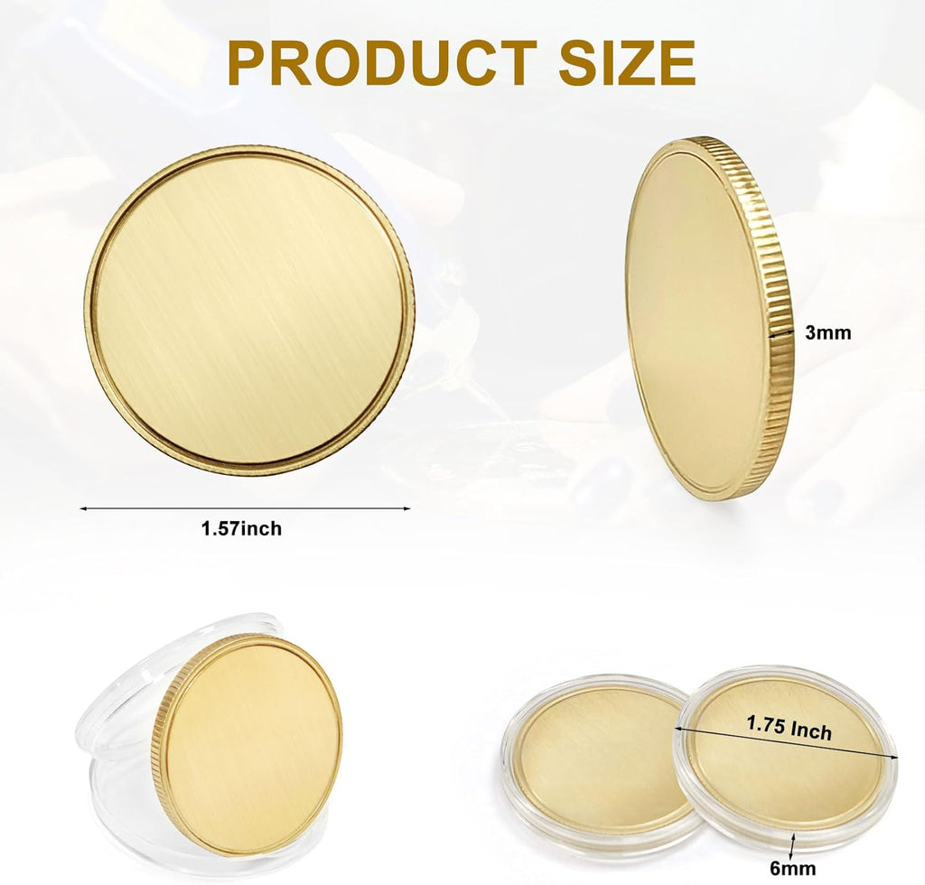 Custom Laser Engraved Gold Challenge Coin with Acrylic Case