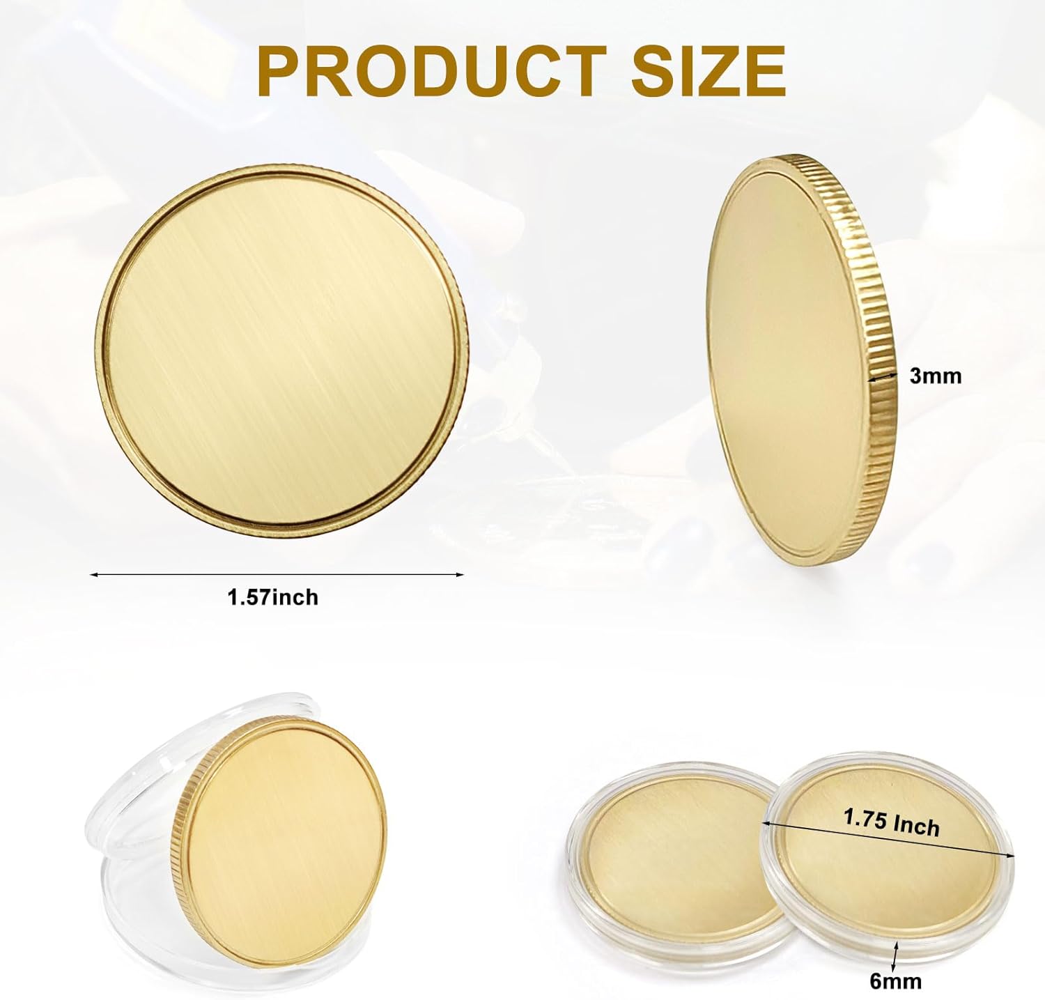 Custom Laser Engraved Gold Challenge Coin with Acrylic Case
