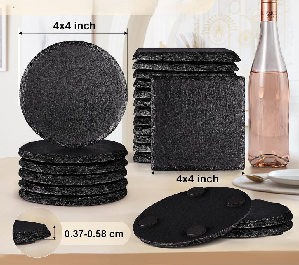 Custom Laser Engraved Slate Coasters (Set of 4)