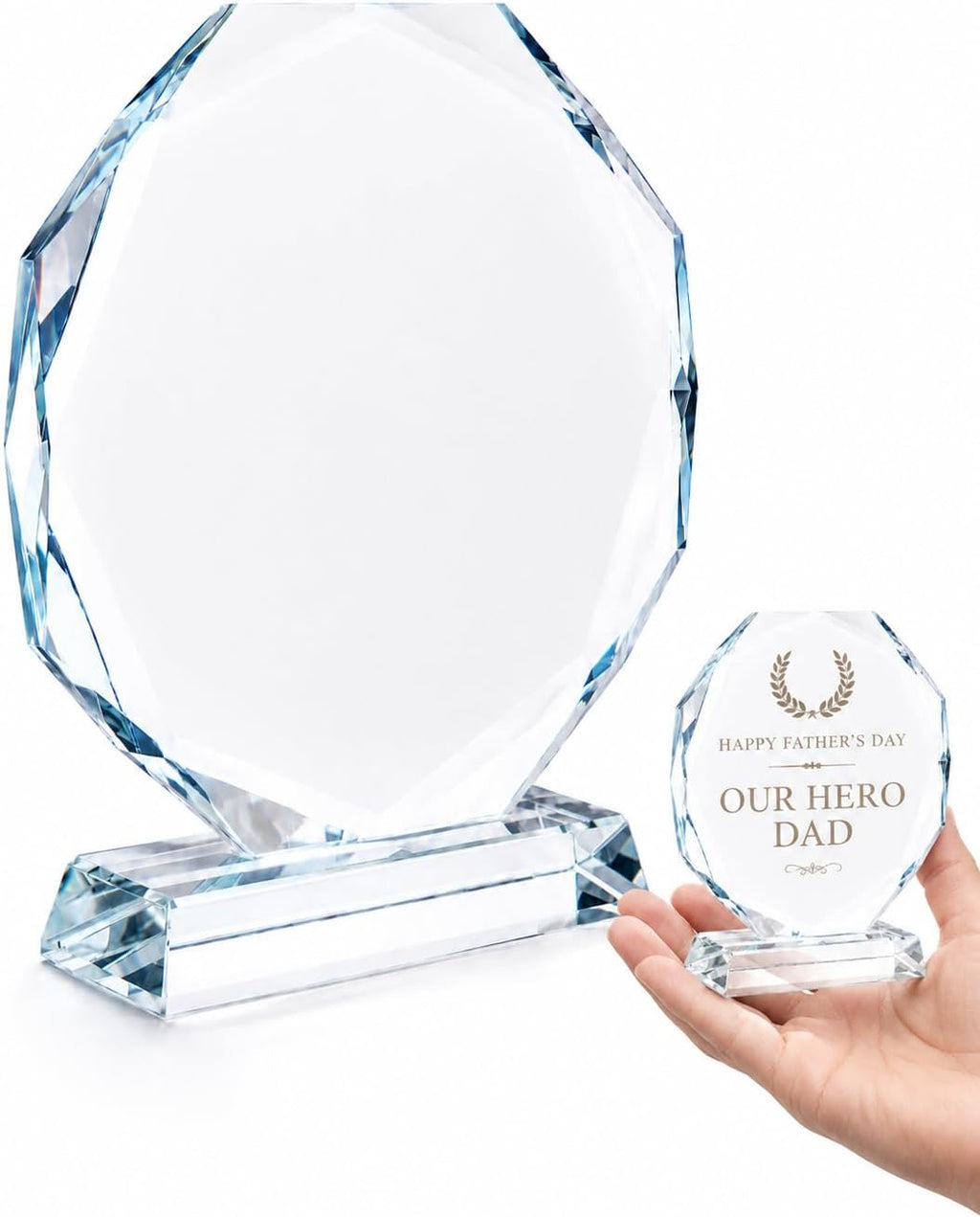 Custom Laser Engraved Crystal Glass Award with Base