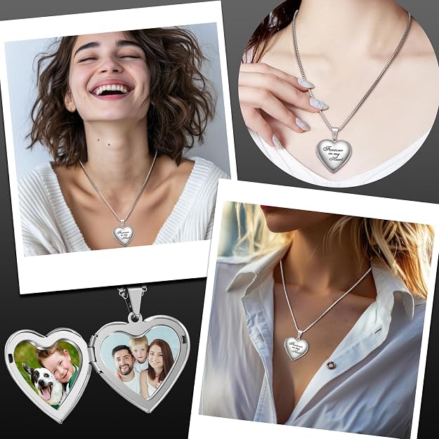 Custom Photo Heart Locket Necklace