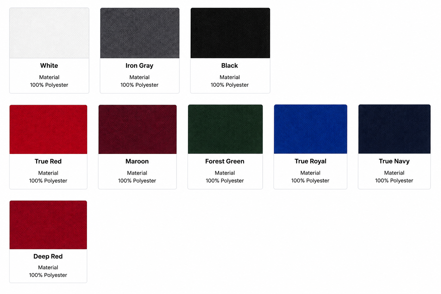 Men's Long Sleeve Jersey Polo Color Swatches
