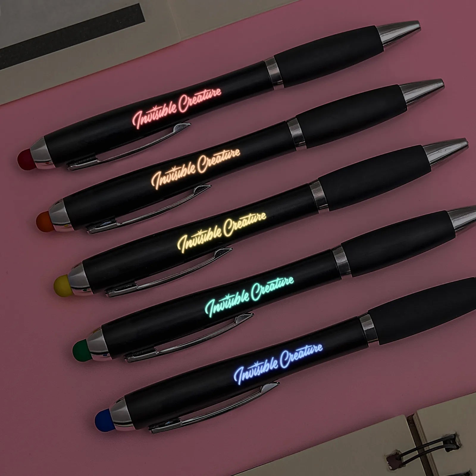 Custom Engraved LED Light-Up Stylus Pens — Pack of 5