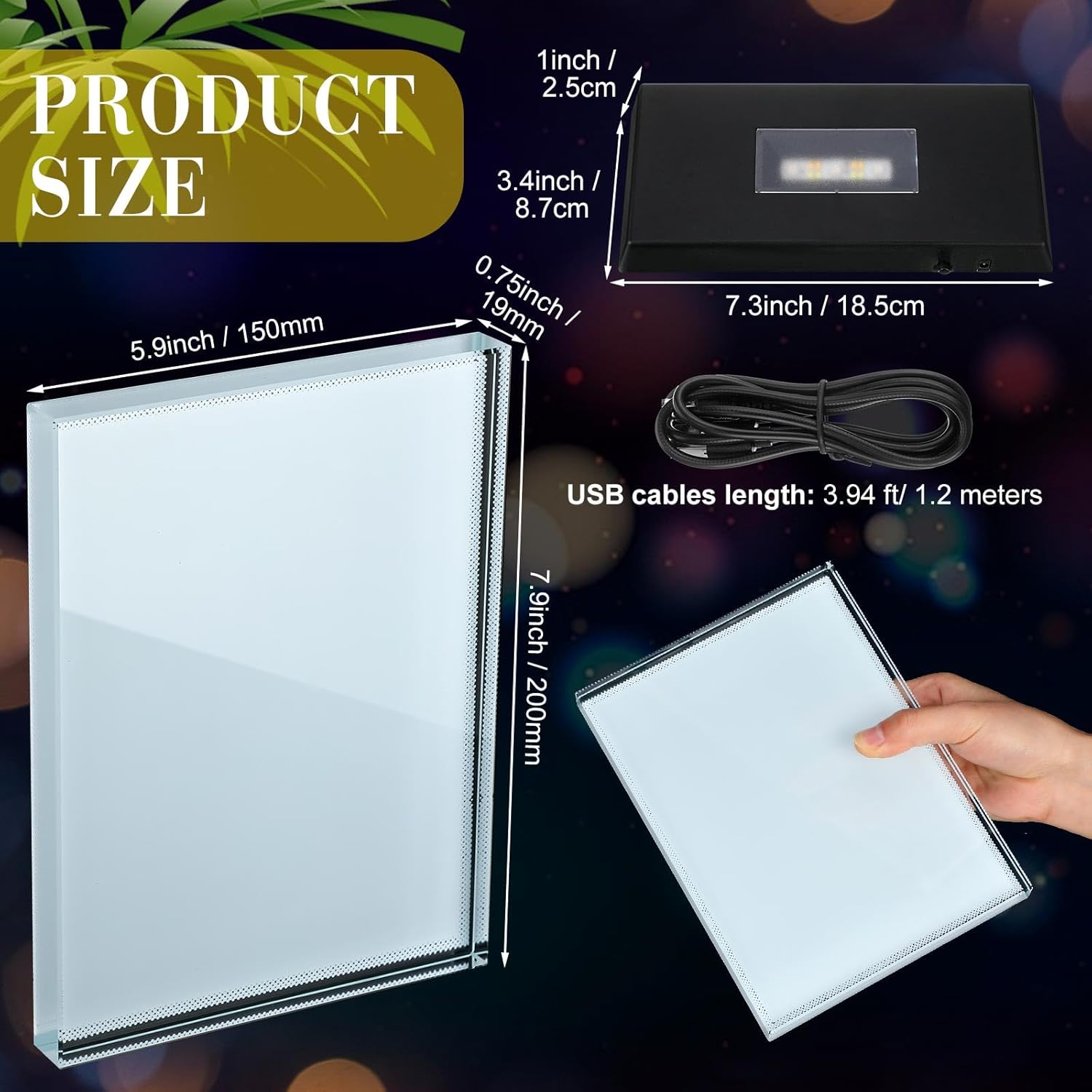 Custom Sublimation Crystal Photo Panel with LED Light Base