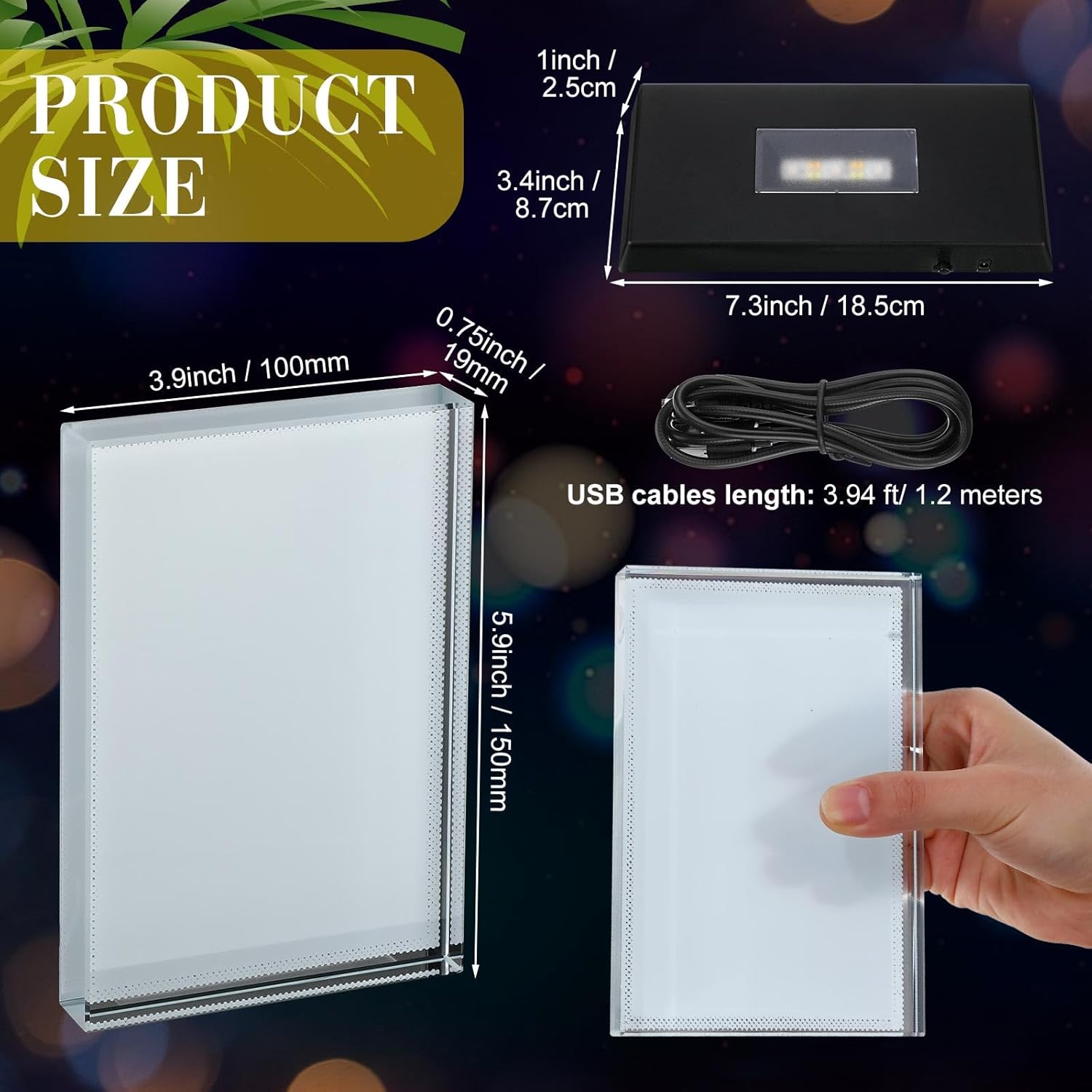 Custom Sublimation Crystal Photo Panel with LED Light Base