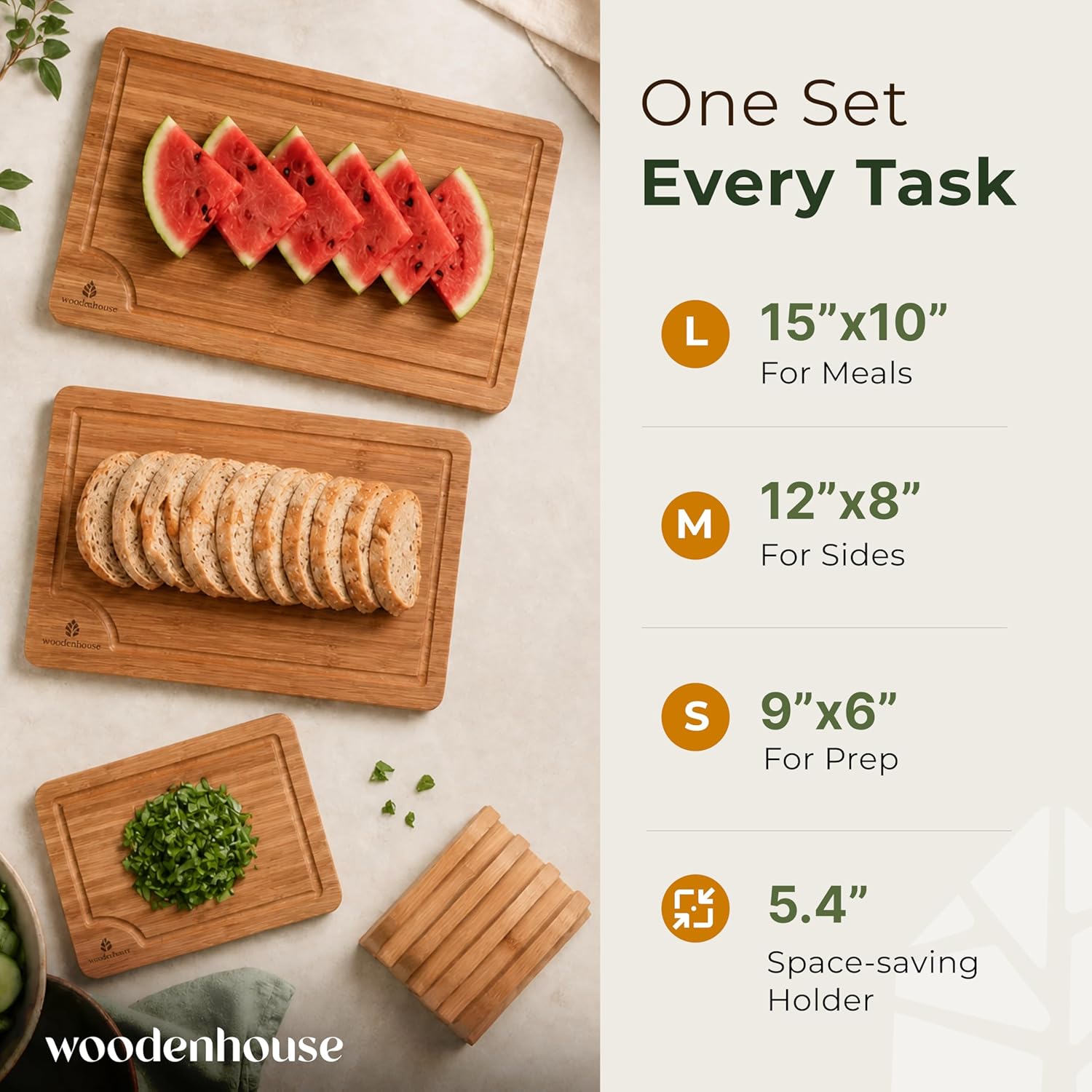 Custom Laser Engraved Bamboo Cutting Board Set (3-Piece)