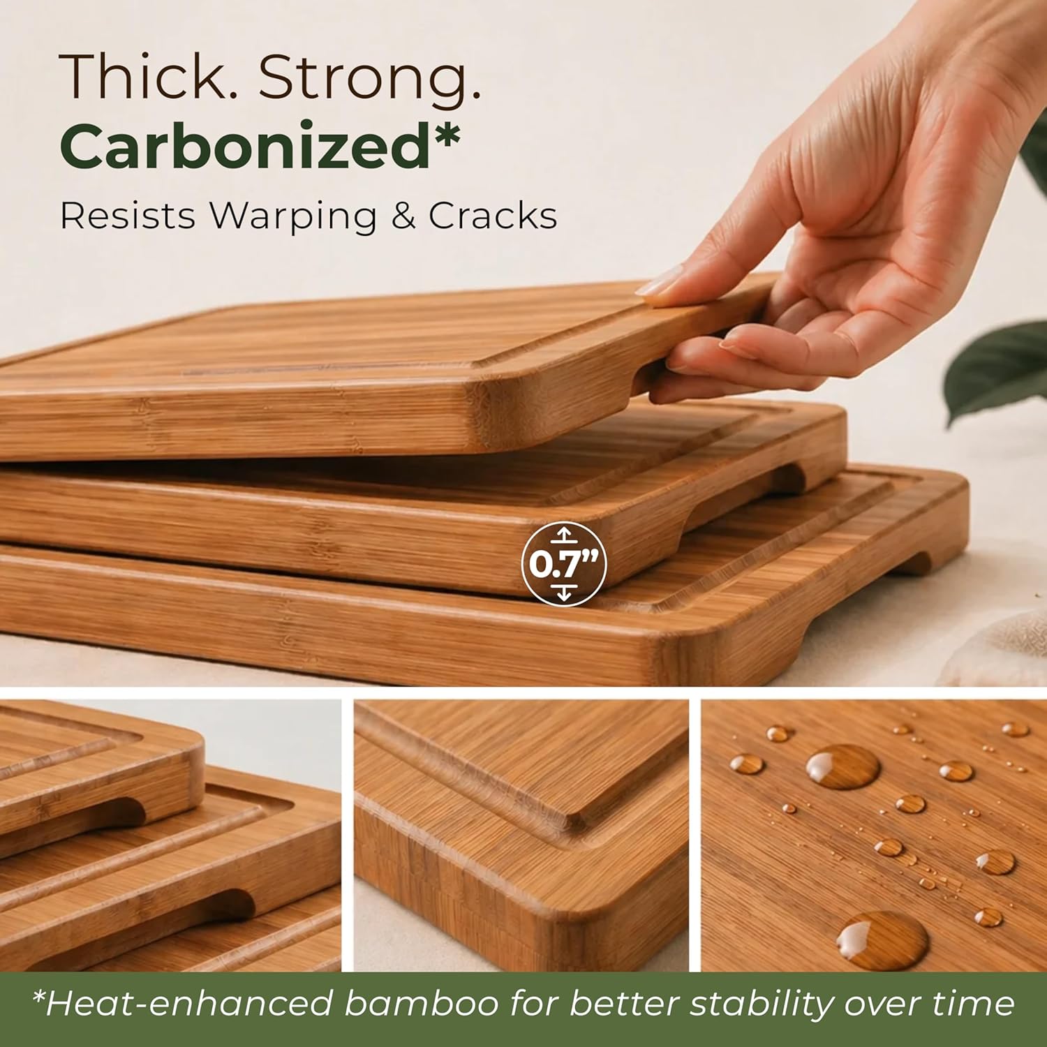 Custom Laser Engraved Bamboo Cutting Board Set (3-Piece)