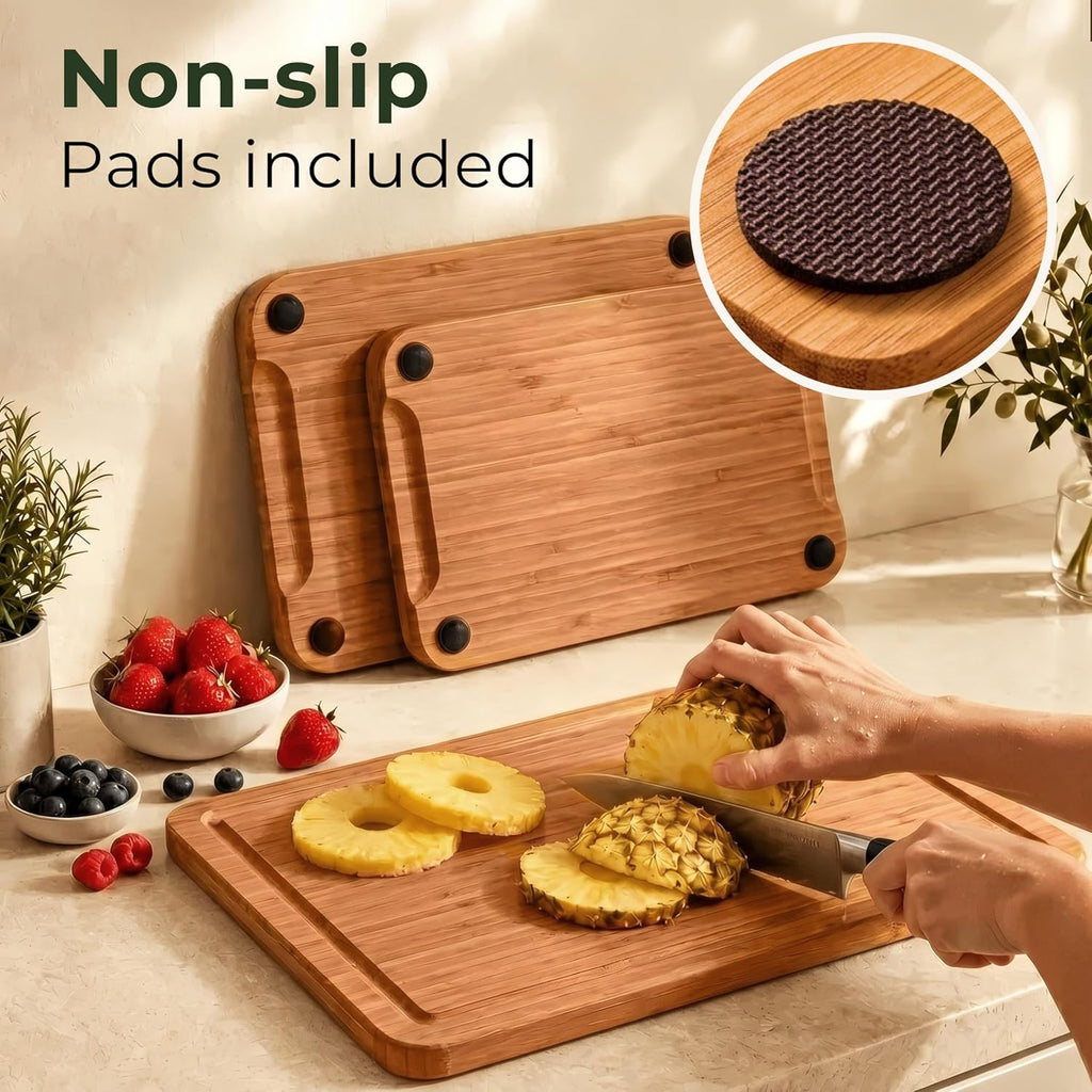 Custom Laser Engraved Bamboo Cutting Board Set (3-Piece)