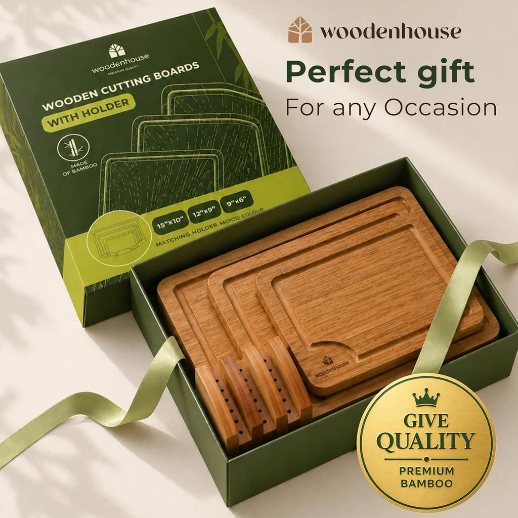 Custom Laser Engraved Bamboo Cutting Board Set (3-Piece)