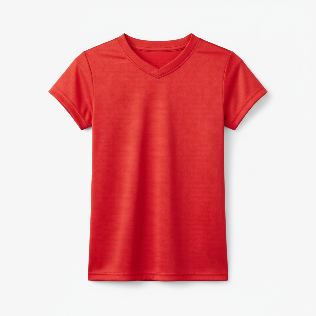 Red custom youth jersey t-shirt mockup