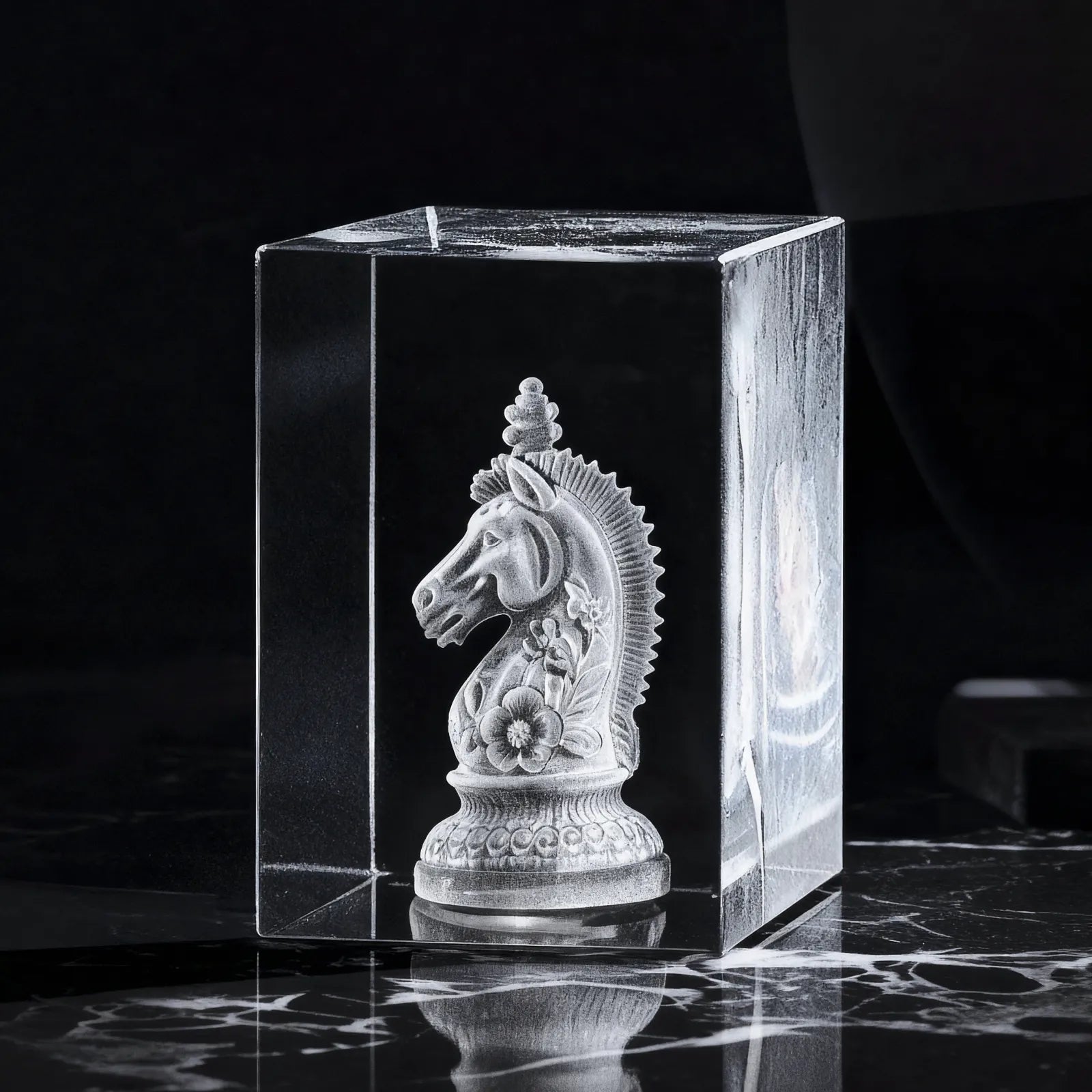 Custom 3D Laser Engraved Crystal with LED Wood Light Base