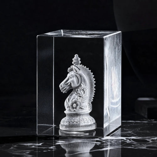Custom 3D Laser Engraved Crystal with LED Wood Light Base