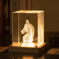 Custom 3D Laser Engraved Crystal with LED Wood Light Base