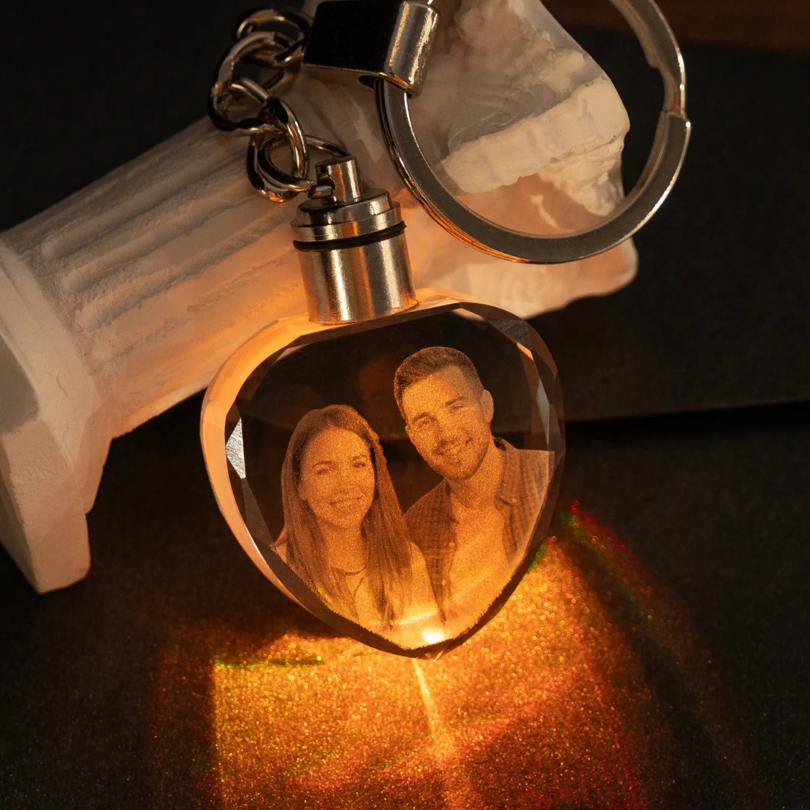 Custom 3D Laser Engraved Crystal Keychain with LED Light