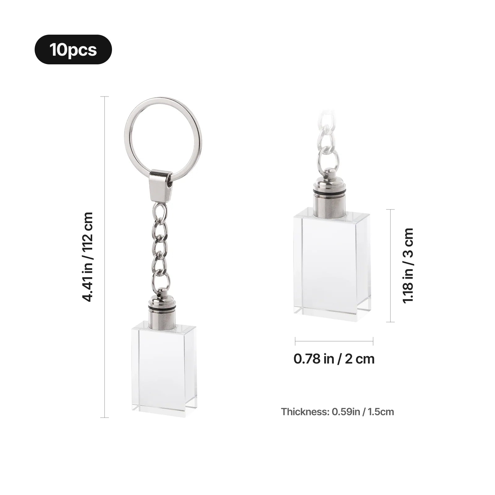 Custom 3D Laser Engraved Crystal Keychain with LED Light